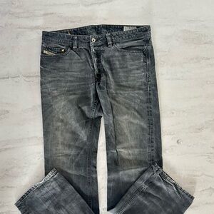 Diesel Men's Charcoal Straight Jeans